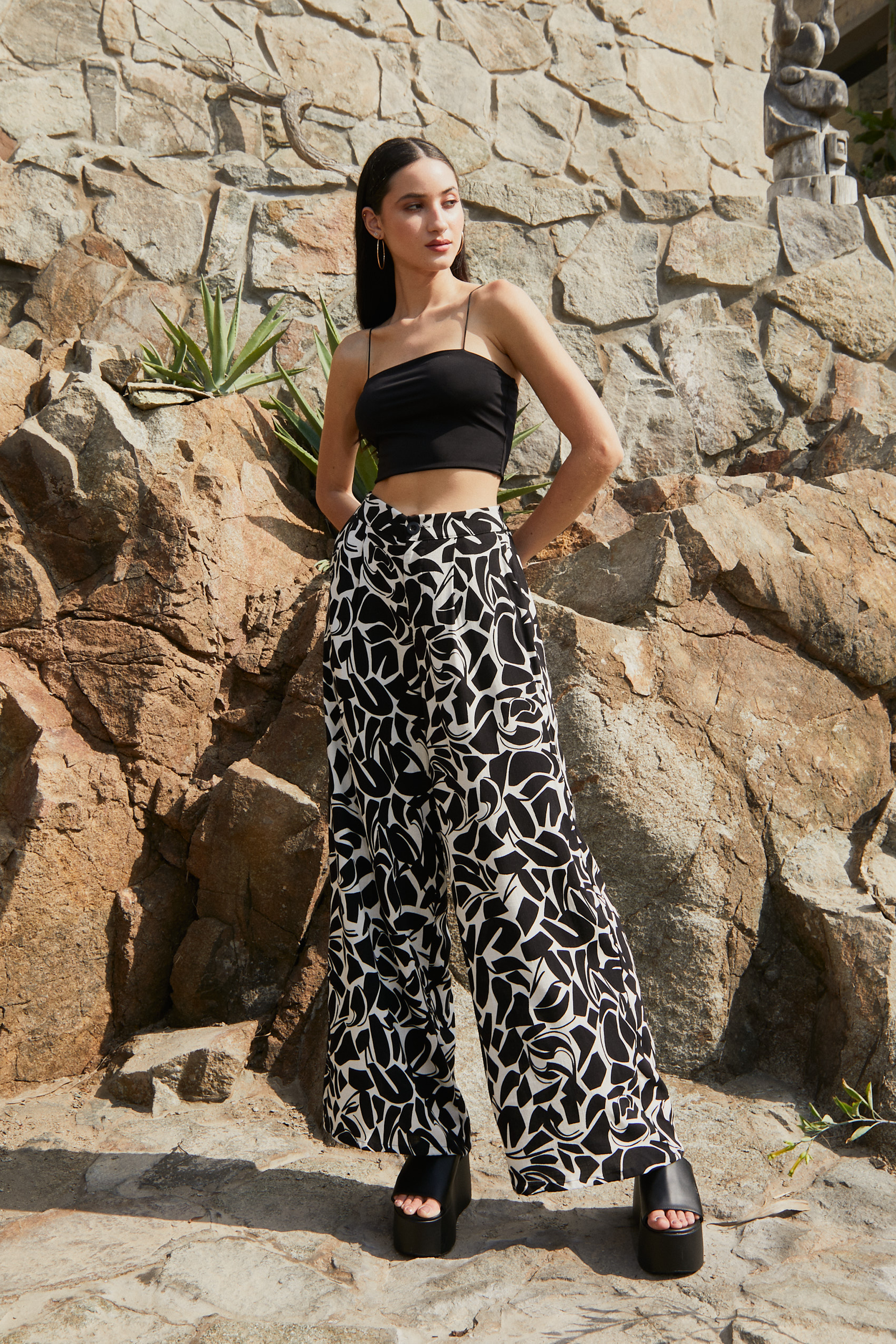 Pantalón Isla - Negro estampado