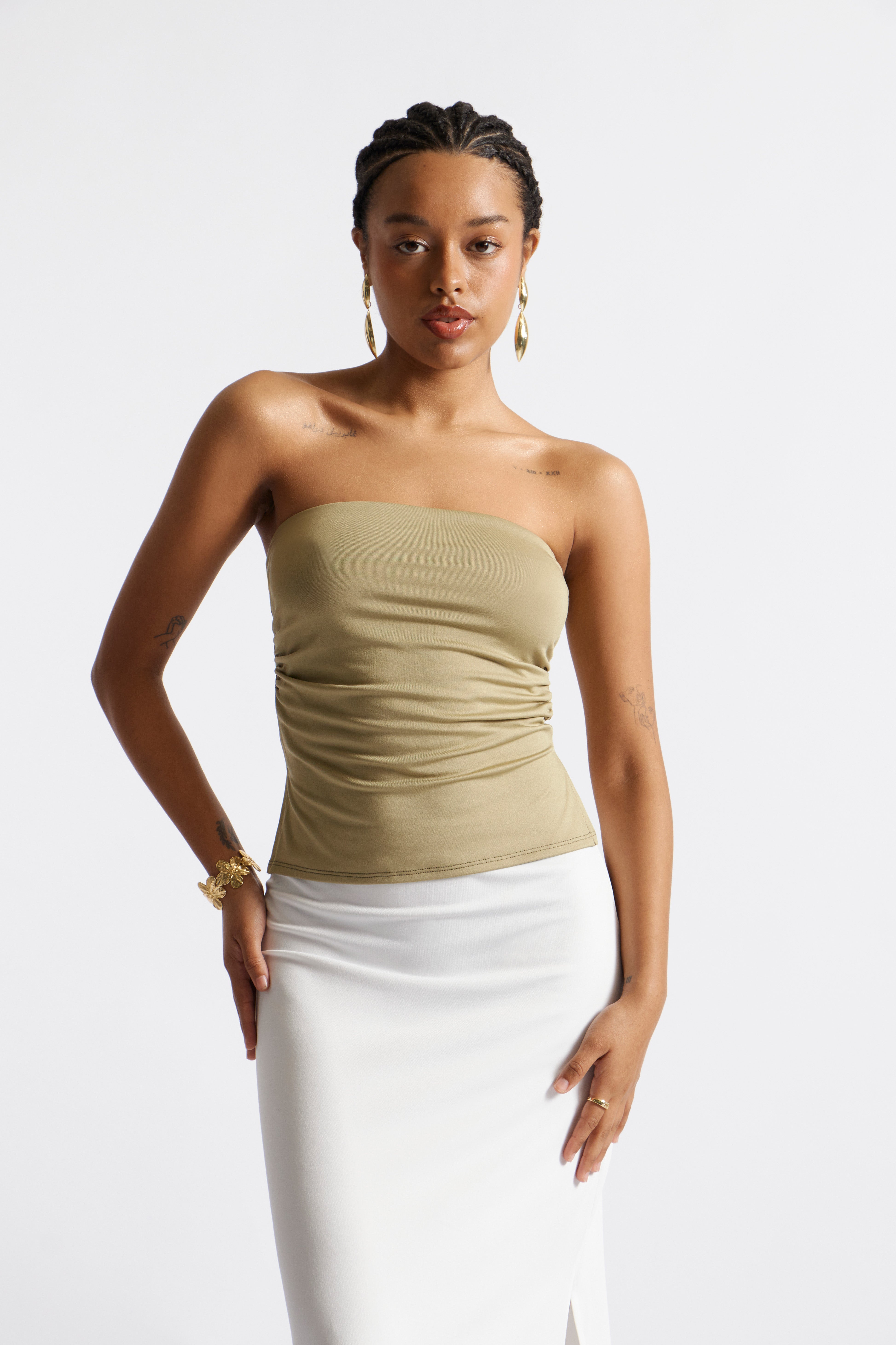 Top Strapless Recto - Verde Pistacho