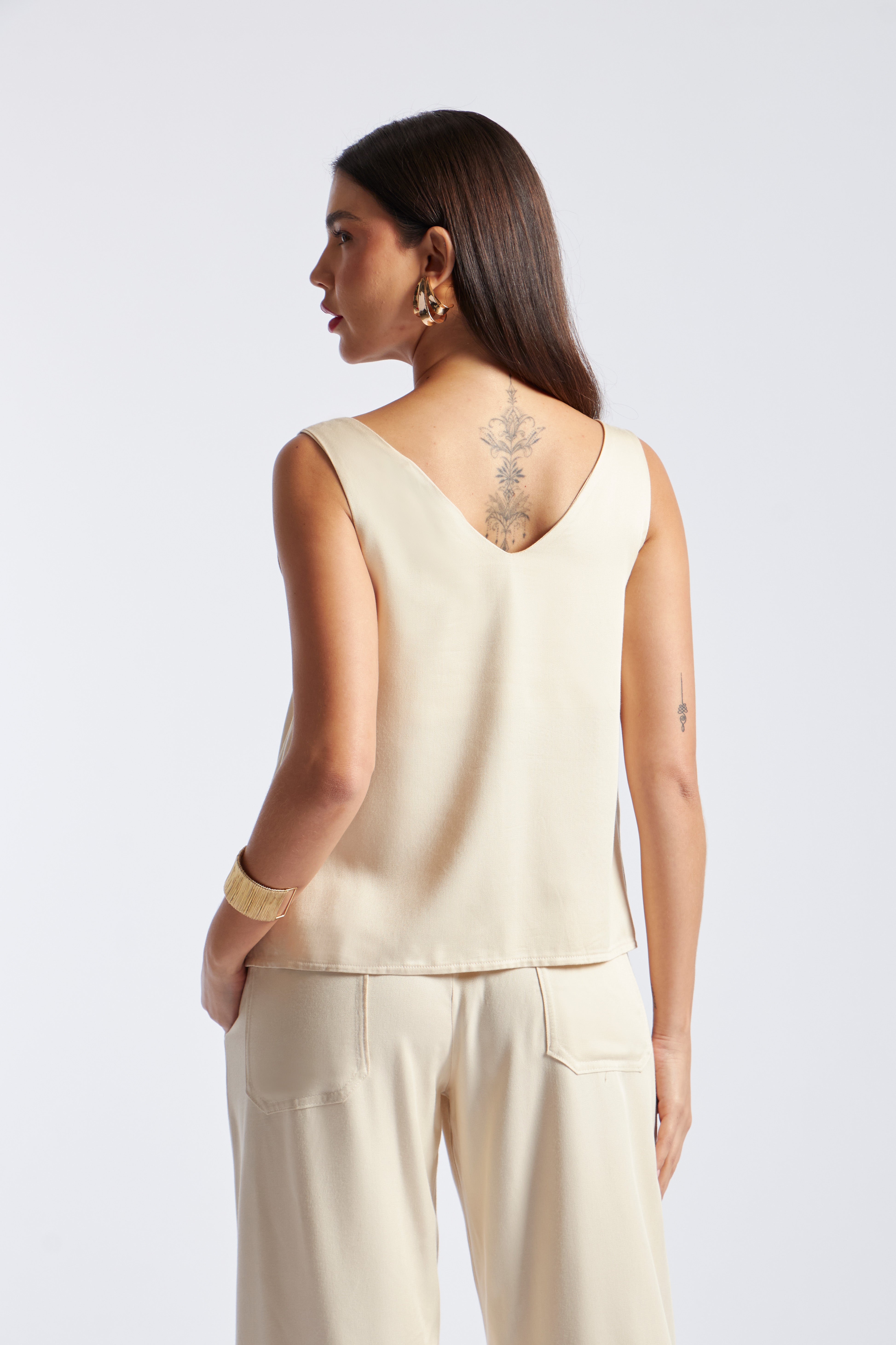 Blusa sin Mangas - Beige