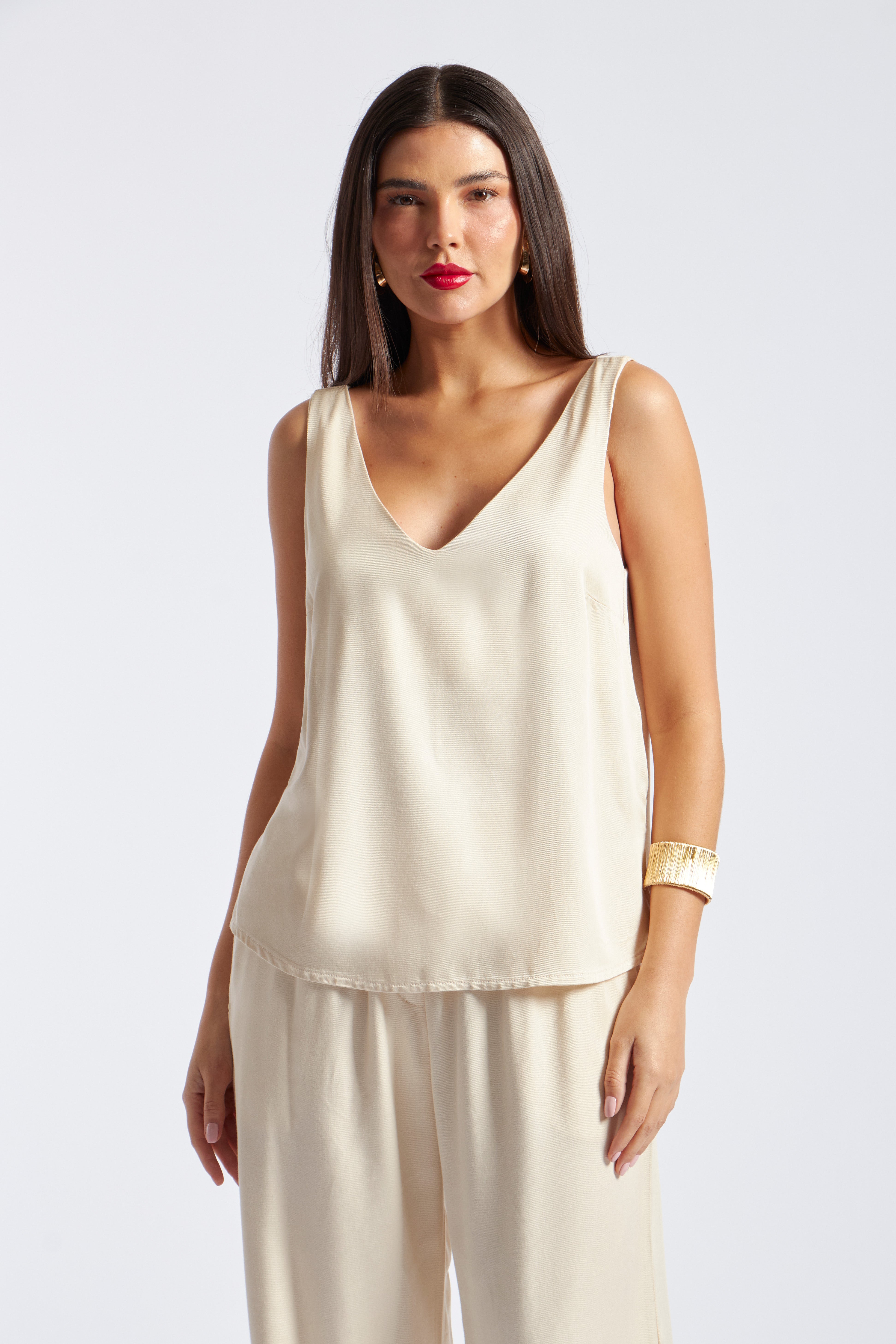 Blusa sin Mangas - Beige