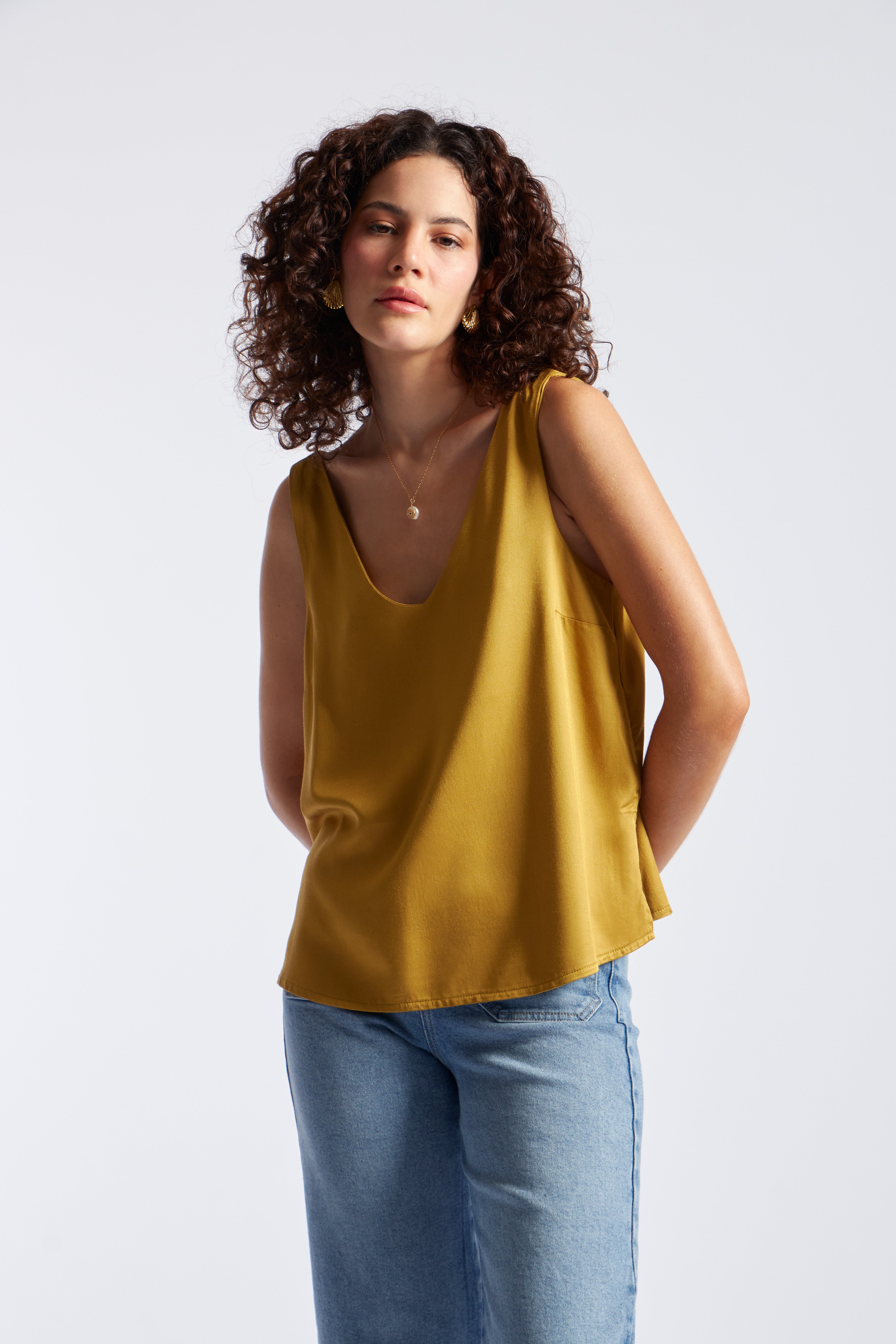 Blusa sin Mangas - Verde Mostaza