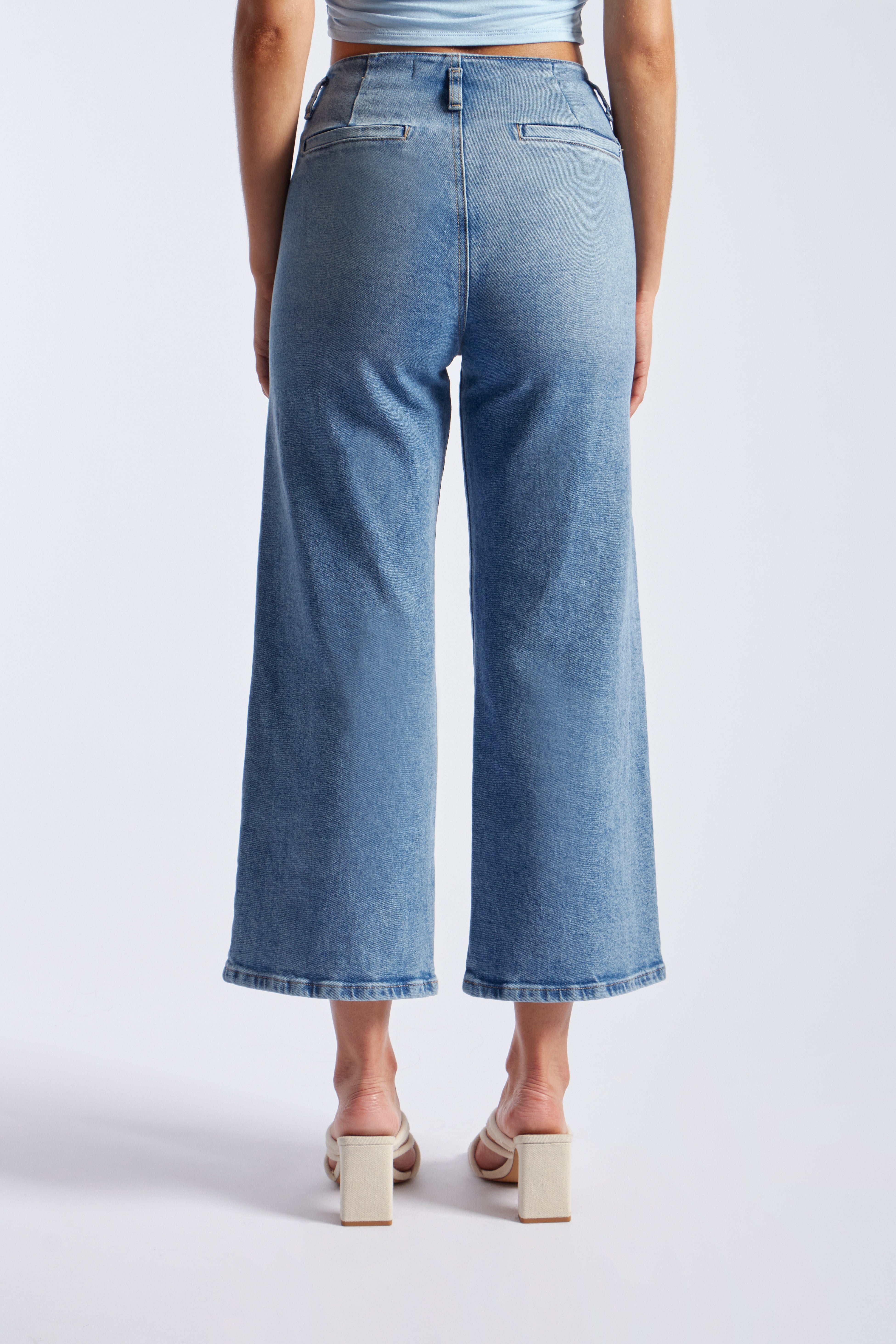 Jean Wide Leg Cropped - Celeste