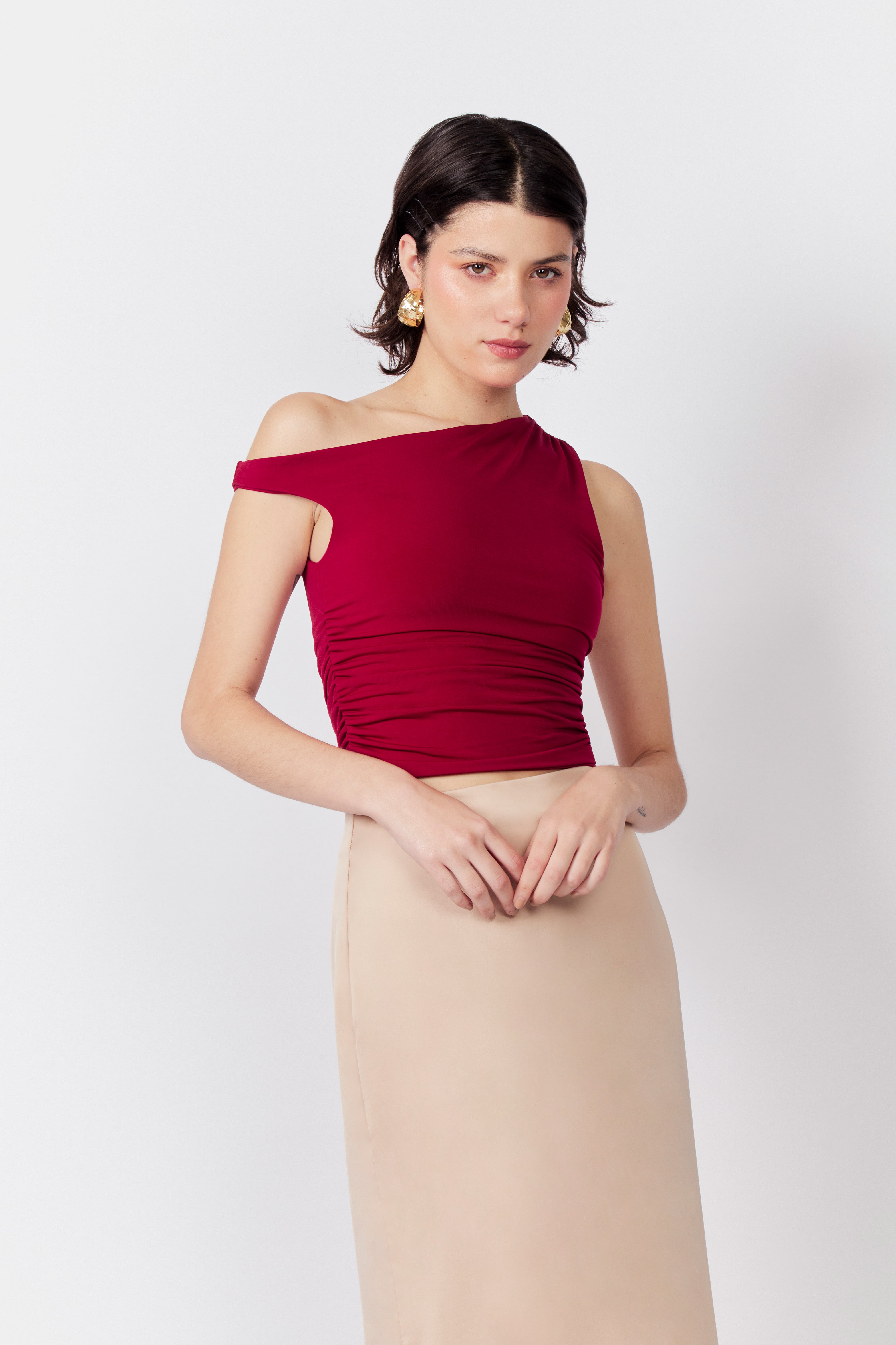 Top Asimétrico One Shoulder - Burgundy