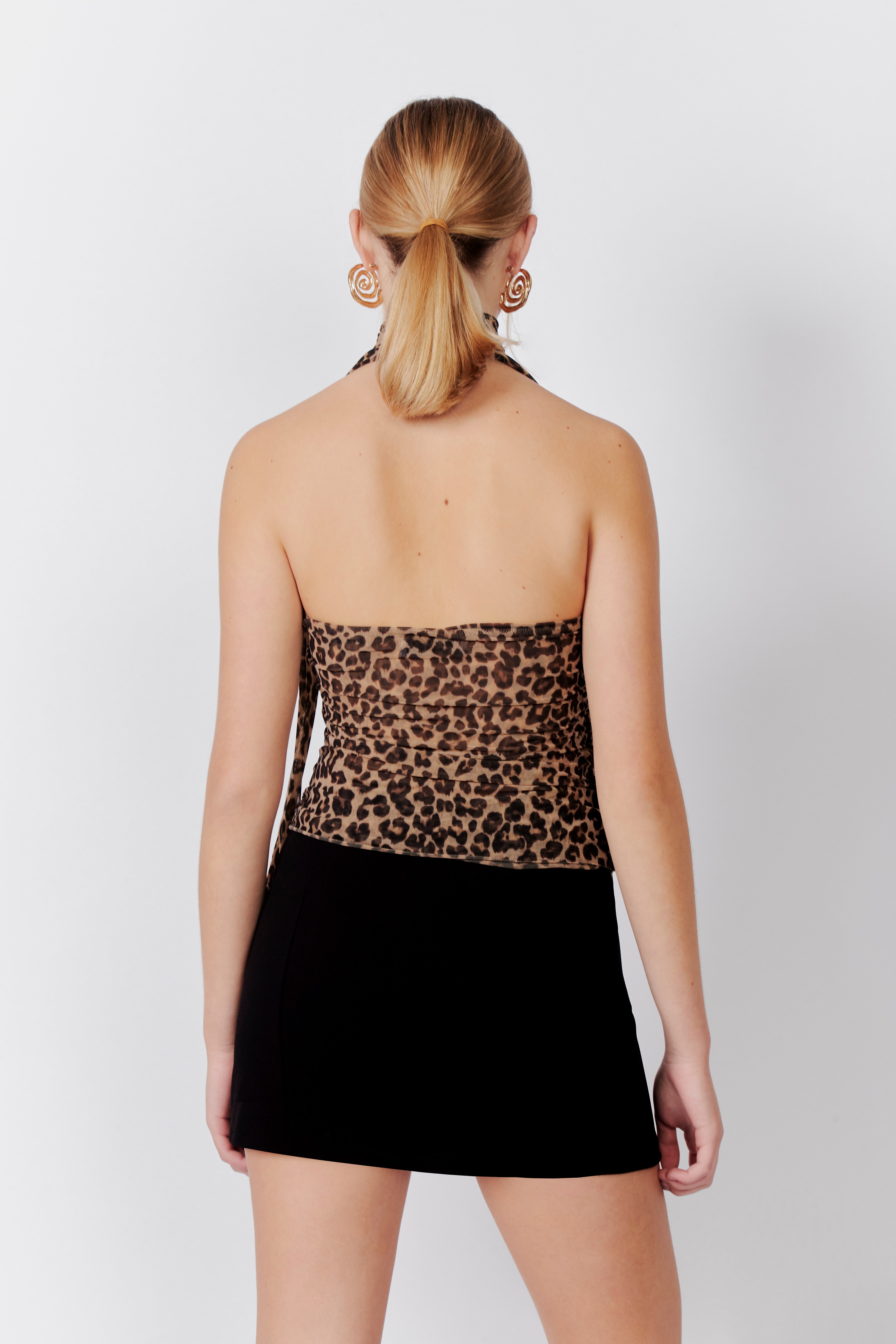 Top Strapless Lazo Removible - Leopardo Beige