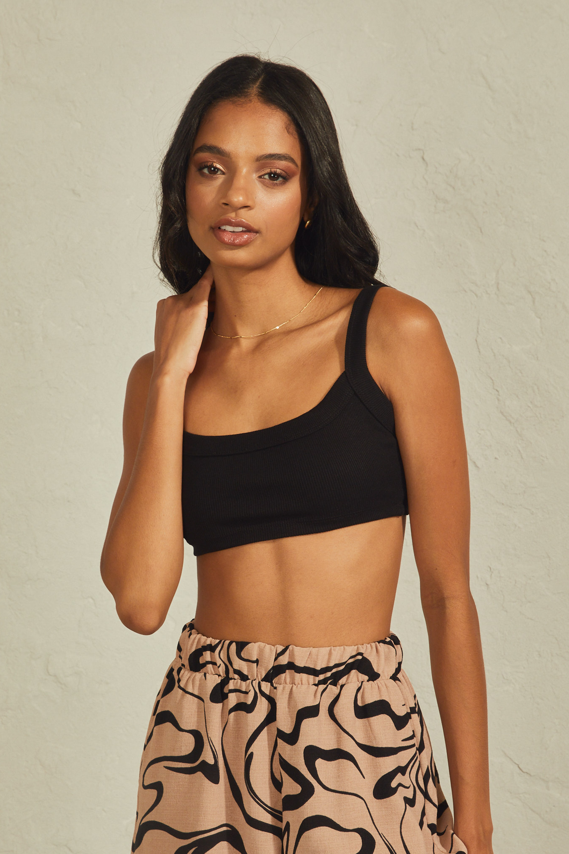 Top Crop Rib - Negro